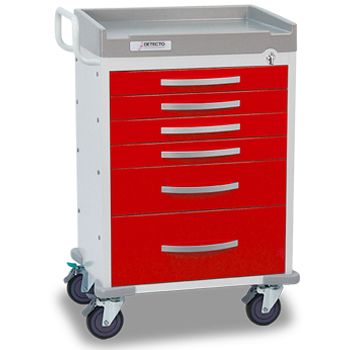 ER Medical Cart, 6 Red Drawers 