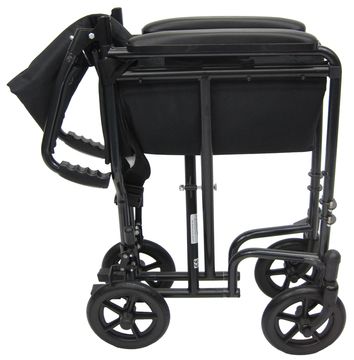 The transport wheelchair will fold up making transportation and storage.
