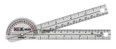 Baseline Plastic Goniometer - HiRes 360 Degree Head - 6 inch Arms
