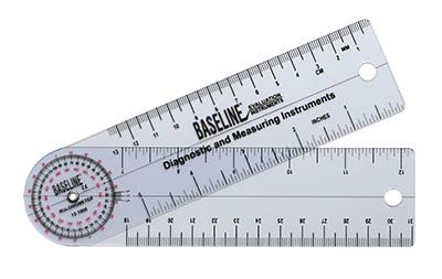 Baseline￿ Plastic Goniometer - Rulongmeter Style - 360 Degree Head - 6 inch Arms