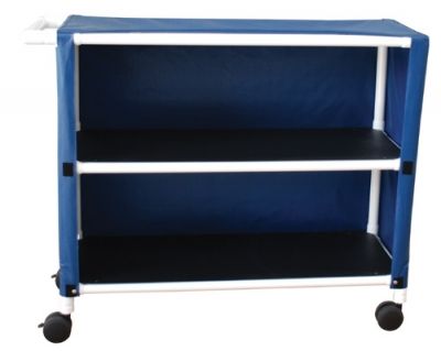 PVC Linen Cart with Royal Blue Solid Vinyl Cover, WIDE, 2-Shelf