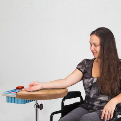 Padded Top, Half Round Phlebotomy Stand in Use