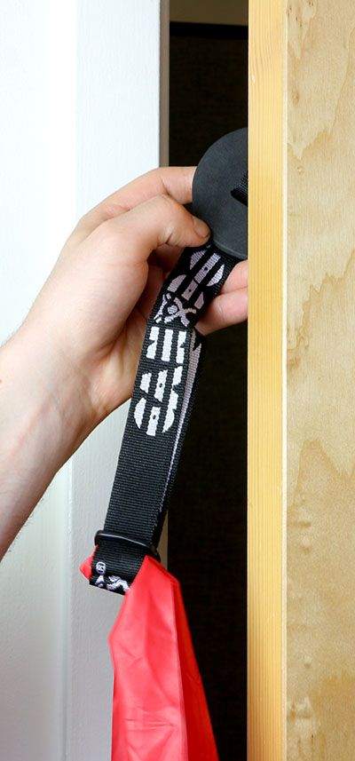 Anchors install in seconds by simply securing in the frame of any hinged door