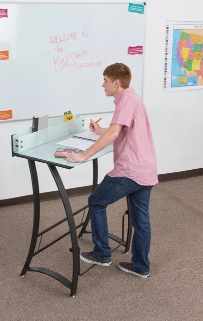 Executive Standing Desk with Tempered Glass Top is ideal for teens and adults.