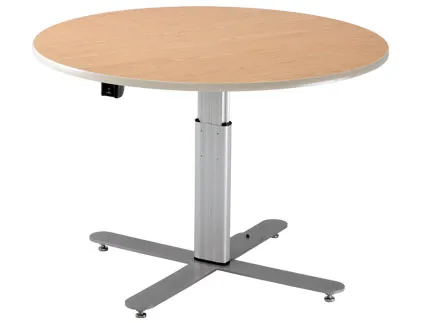 Round Group Therapy Table with Push Button Mechanism