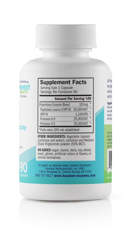 AFP Peptizyde Advanced Formula Supplement Facts found on the back of the bottle