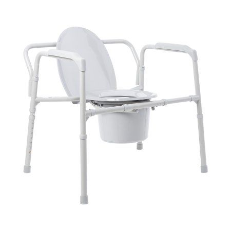 Steel Frame Folding Commode Chair with Gray Frame and 15.5 in. - 22 in. Height-Adjustable Range