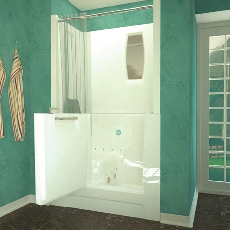 Meditub 2747 Series Walk-in Bathtub With Optional Shower Stall Enclosure