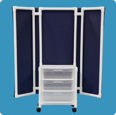 Wheeled Privacy Screen with Drawers 70 in. Height