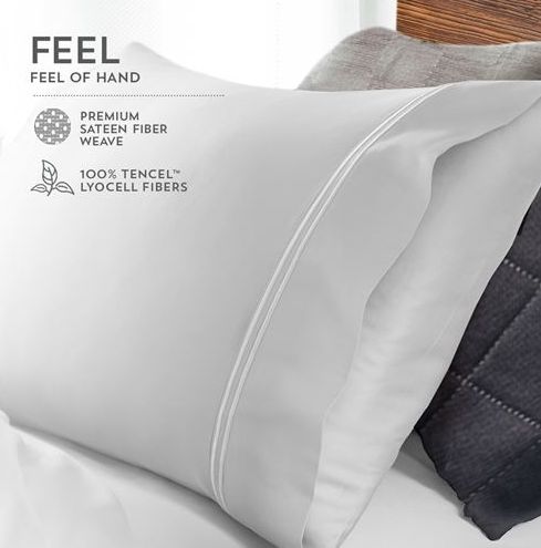 Ultrasoft Tencel Lyocell fibers are woven into a sateen weave, offering a luxuriously soft sleep experience.