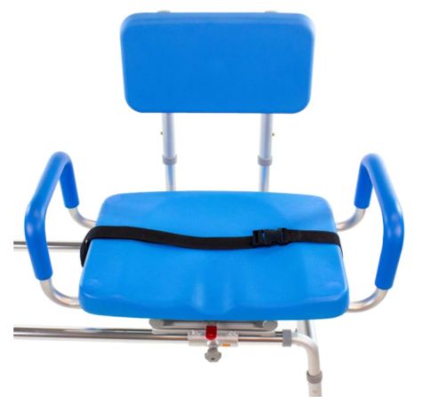 View of the sear of the Carousel Bariatric Transfer Bench by Platinum Health