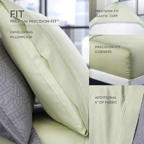Premium precision-fit corners on the fitted sheet and enveloped edges on the pillowcase prevent movement and necessary readjustment.