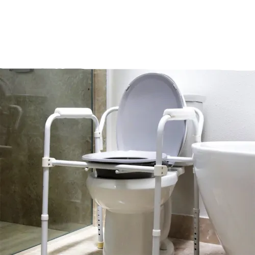 Multi-functional support as a free-standing commode or toilet safety rail