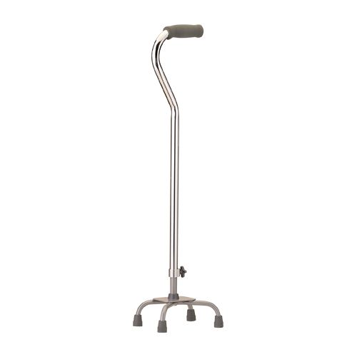 Quad Cane With Small Base In Silver Frame