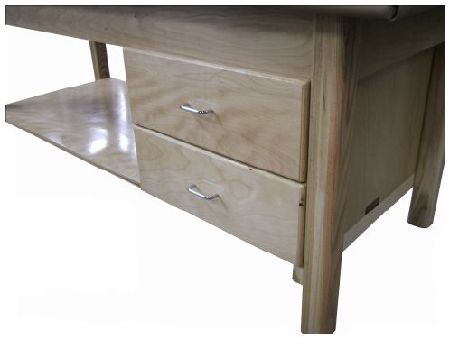 Double drawers can be added to the left or right side of the table.