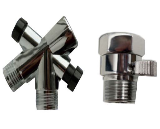 Includes diverter valve (pictured left) and adjustable water pressure valve (pictured right)