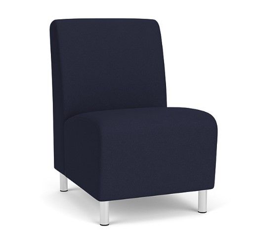 Brushed Steel Legs with Navy Upholstery