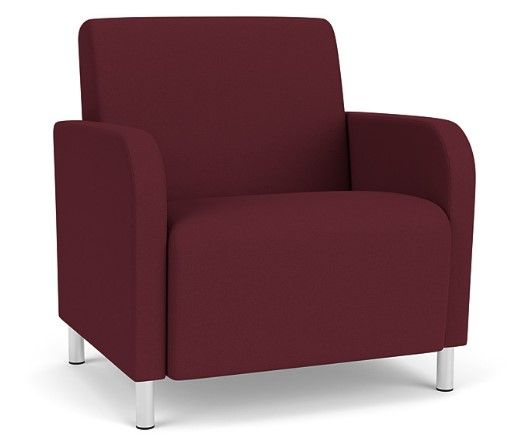 Brushed Steel Legs with Wine Upholstery