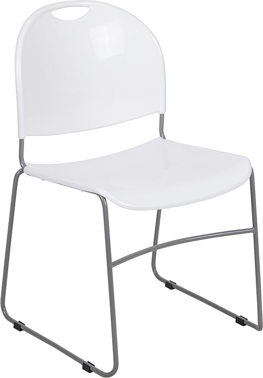 A white seat with a silver frame is shown above