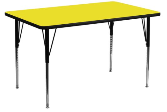 Classroom Activity Table - Large 24 in x 60 in Rectangular with HP Laminate Top - Yellow