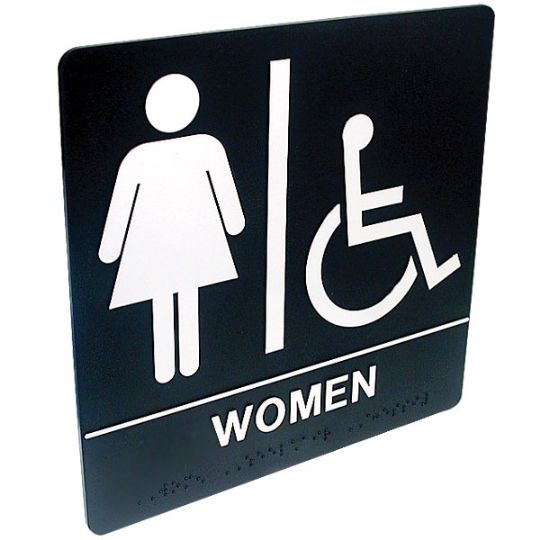 Women's Handicap Braille Restroom Sign