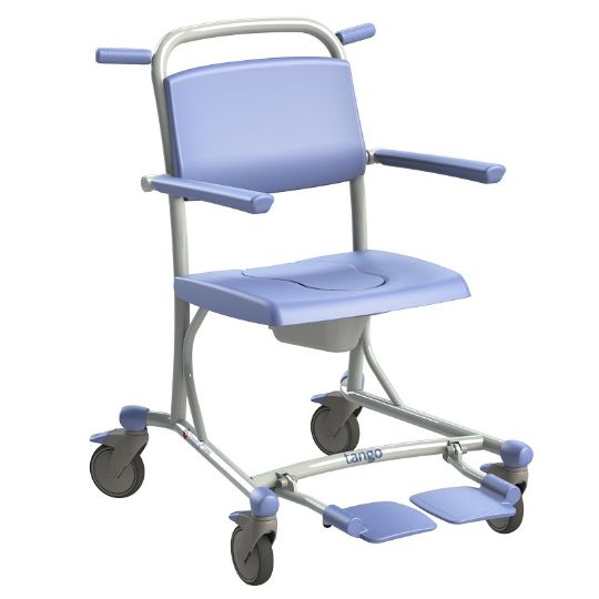 Lopital Tango Shower Commode Chair with 4 Wheels and Lockable Swivel Castors