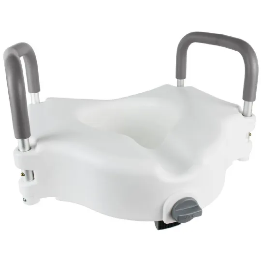 Raised Toilet Seat with Padded Handles for Bathroom Safety