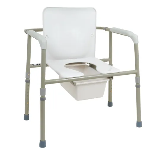 3-in-1 Steel Drop Arm Bedside Commode with Padded Arms