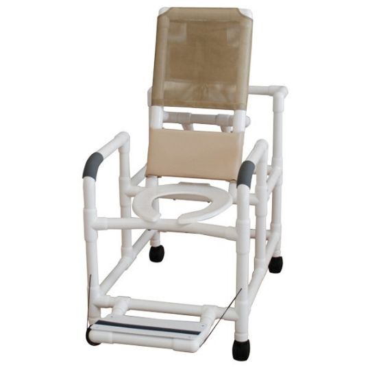 Reclining Shower Chair with Deluxe Elongated Open Front Seat and Folding Footrest