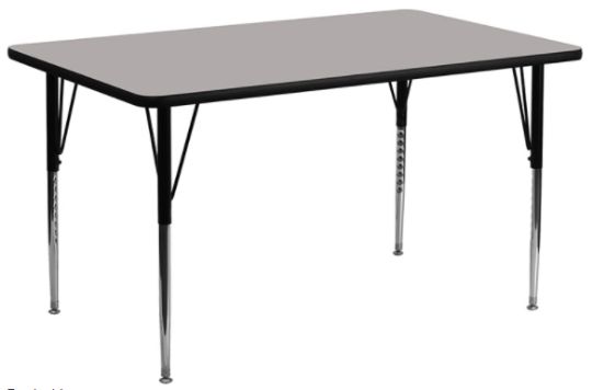 Classroom Activity Table - 24 in x 48 in Rectangular with HP Laminate Top - Gray