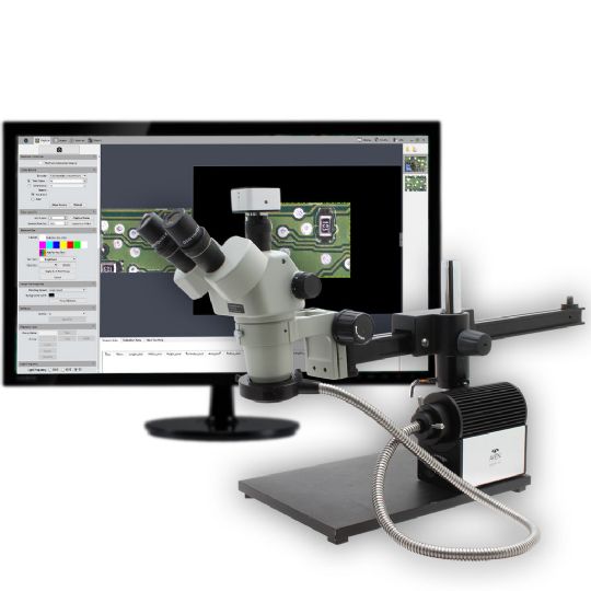 Stereo Zoom Microscope with Ultra Glide Boom Stand and Mighty Cam Pro - SPZHT-135