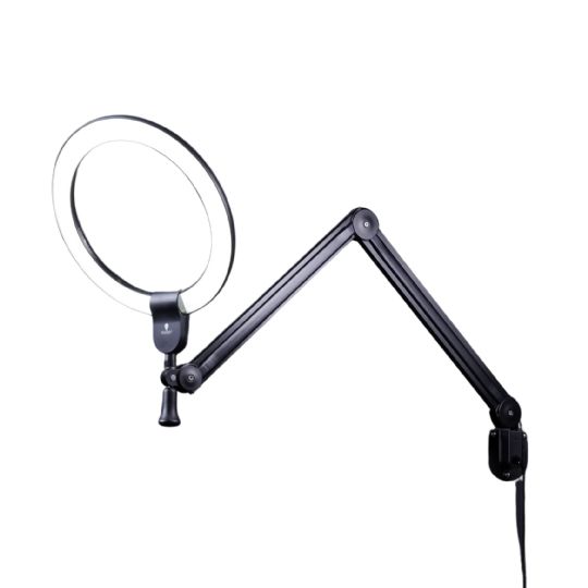 Adjustable LED Ring Light with Extendable Arm for Professional Workspaces