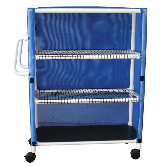 Three-Shelf Jumbo Linen Cart with Cover and Open Area Shelf System
