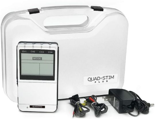TENS EMS Combo Unit Portable Electrotherapy Muscle Stimulator by Quad Stim  Plus - 4 Different Channels - OTC Stim Tens Therapy Machine for Pain Relief