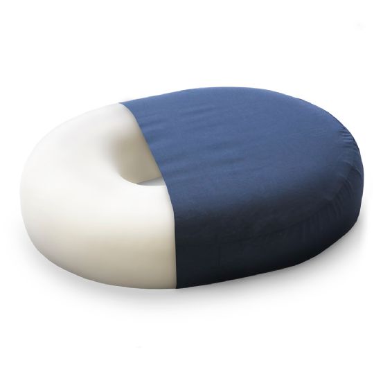 DMI Contoured Foam Ring Cushion for Tailbone Relief | High-Density Donut Pillow with Washable Cover