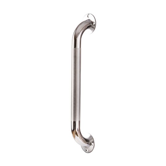 Knurled Steel Grab Bars for Bathroom Safety - Chrome Plated, Textured Grip, Rust Resistant