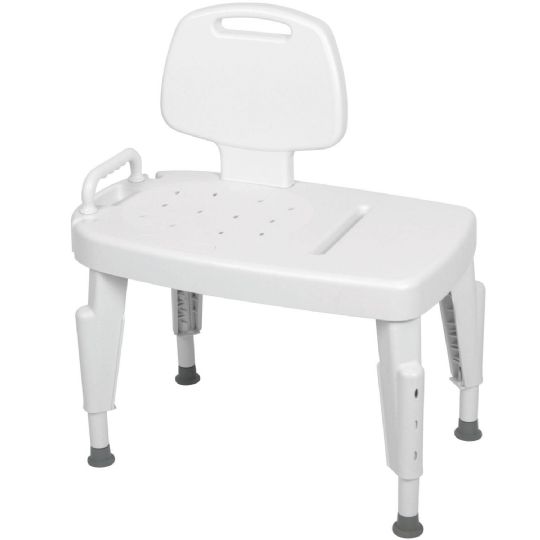 Tool-Free Adjustable Height Transfer Bench for Safe Bathing and Showering | Non-Slip, Easy Assembly, 350 lbs. Capacity