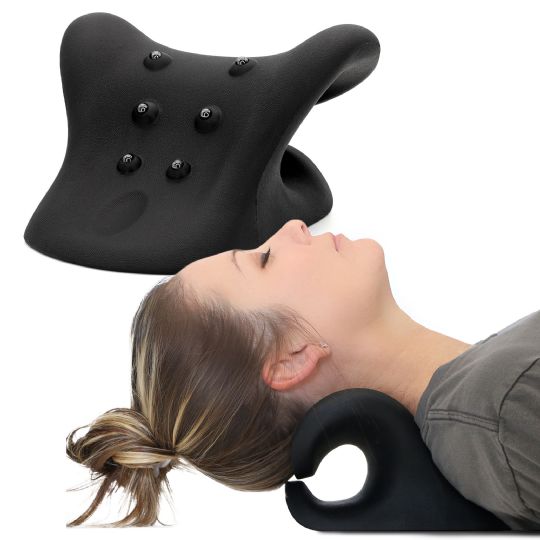 Neck and Shoulder Traction Device with Magnetic Therapy and Foam Cushion Support