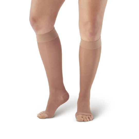 Open Toe Compression Stockings, Knee High and 15 to 20 mmHg