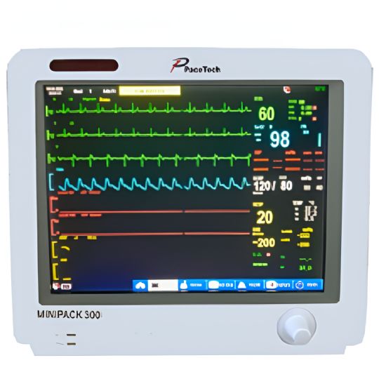 Compact Veterinary Blood Pressure Monitor and Diagnostic Tool, EtCO2, ECG, 8" TFT Display by PaceTech, MINIMAX 4000VET