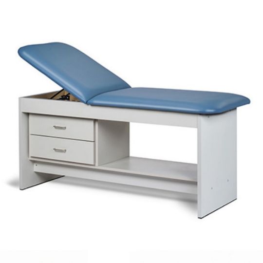 Clinton 91013 Panel Leg Treatment Table (Gray Laminate and Wedgewood Upholstery above)