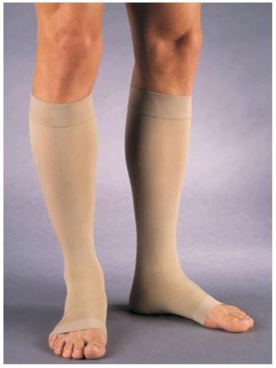 Jobst Relief Open Toe Knee High Firm Compression Stockings with Silicone Border