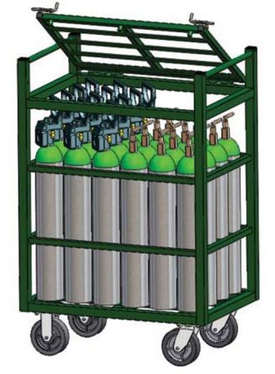 Heavy Duty Oxygen Cylinder Cart with Locking Top