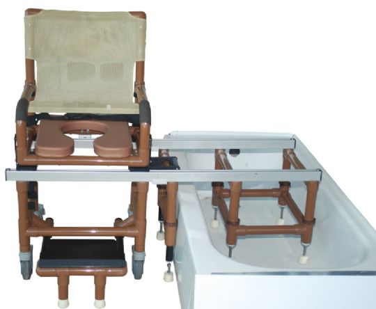 Wood Tone Dual Shower Transfer Chair