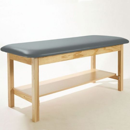 Metron Treatment Table with Open Shelf shown in Dove Gray upholstery color