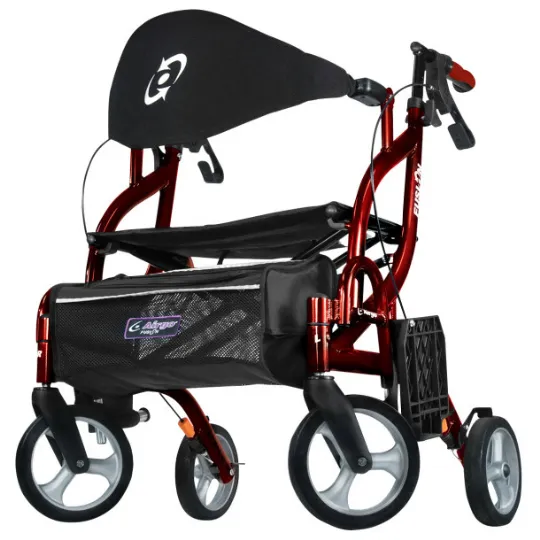Side-Folding Rollator & Transport Chair - Lightweight