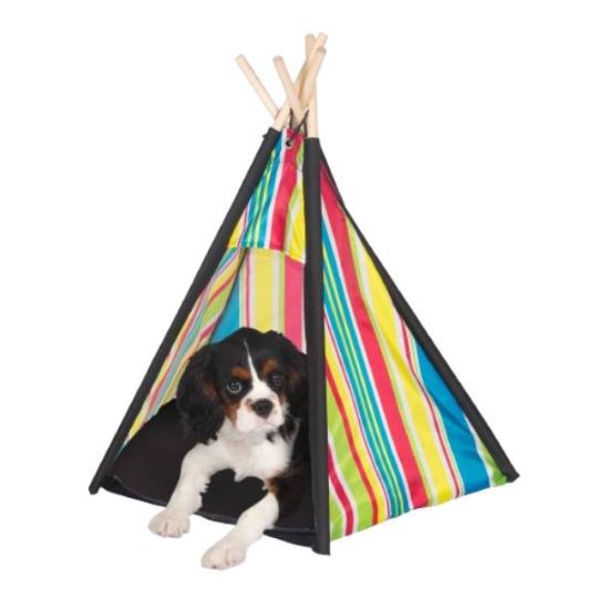 Pet Teepee with Wood Poles and Rainbow Design by Stansport