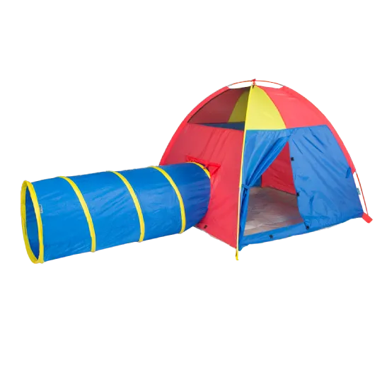 Hide-Me Red Blue Yellow Tent and Tunnel Play Combo