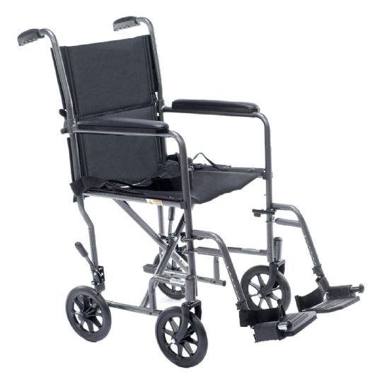 Lightweight Folding Transport Chair with Padded Armrests and Safety Seat Belt - Astra