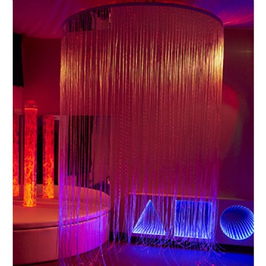 Circular LED Color-Changing Fiber Optic Shower with Mirrored Top